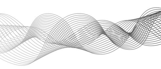 Aufkleber - Abstract wave pattern with smooth, flowing, interlaced curves and lines. Modern digital and geometric technology themes & data visualizations, scientific concept. Sound waves or frequency vibrations