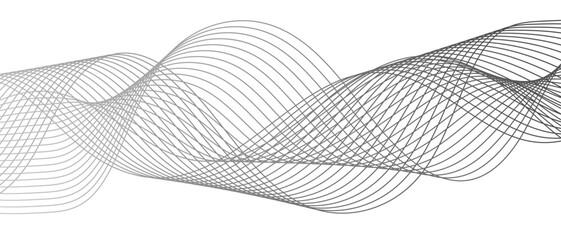 Fototapete - Abstract wave pattern with smooth, flowing, interlaced curves and lines. Modern digital and geometric technology themes & data visualizations, scientific concept. Sound waves or frequency vibrations