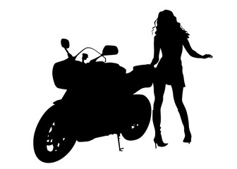 Fototapete - Old big bike and people white background