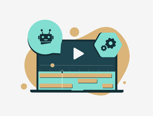 Wall Mural - auto ai video editors and clip makers for cutting footage, social media publishing and ai-powered vi