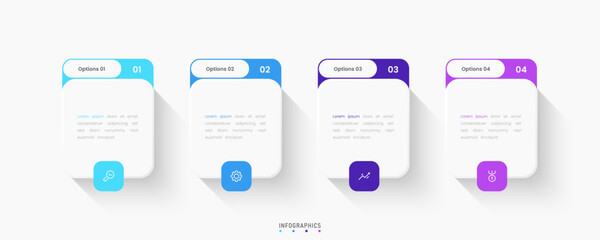 Wall Mural - vector infographic label design template with icons and 4 options or steps. can be used for process 