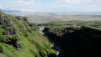 Wall Mural - Flying over the landscape of Iceland during daytime