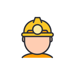 Wall Mural - Miner colored icons, minimalist vector illustration ,simple transparent graphic element .Isolated on white background