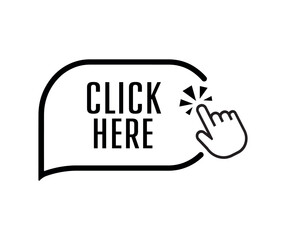 click here sign on white background