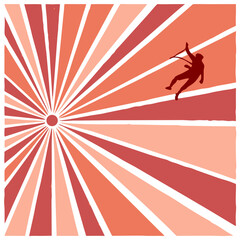 Wall Mural - Radiant Geometric Lines in Coral Watercolor. Perfect for: Modern art exhibitions, design fairs, creative portfolios