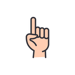 Wall Mural - Raise finger colored icons, minimalist vector illustration ,simple transparent graphic element .Isolated on white background