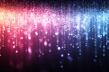 Poster - Beautiful droplets of water suspended in colorful hues, creating a mesmerizing visual display that enhances any atmospheric setting.