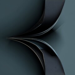 Leinwandbilder - Abstract Geometric Layers: Dark Textured Surfaces with Golden Lines on a Gradient Teal Backdrop.
