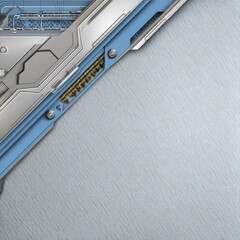 Poster - Futuristic Silver and Blue Metal Panel with Textured Background: Engineering Design