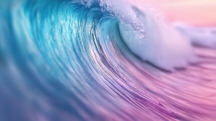 Wall Mural - closeup view of a pastel blue pink ocean wave