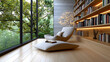 © A_o_M - Cozy reading nook modern home interior design lush greenery wide angle relaxation concept