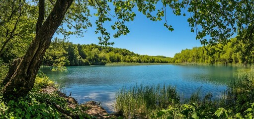 Wall Mural - Waterfalls in PlitviÄe National Park: Some Necklaces from the Body of Waterfalls at the Most Beautiful Natural Place on Earth. Captivating panorama of 
