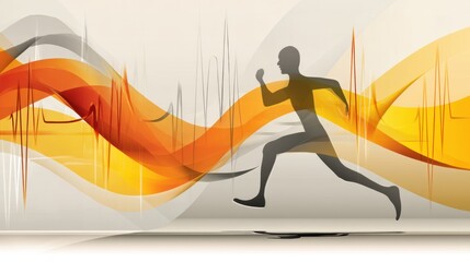 Fototapete - Dynamic Running Figure Creates a Vivid Motion Trail Representing Health and Energy in a Contemporary Design