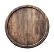 © Mr. Stocker - Rustic wooden barrel lid with weathered texture, cut out - stock png.