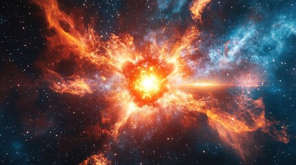 Wall Mural - a deep-space explosion with cosmic energy bursting outward, isolated for sci-fi themes.