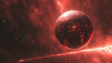 Wall Mural - a large planet in the vastness of the mysterious universe