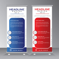 Wall Mural - roll up banner with three round design, three element feature roll up banner, vertical banner templa