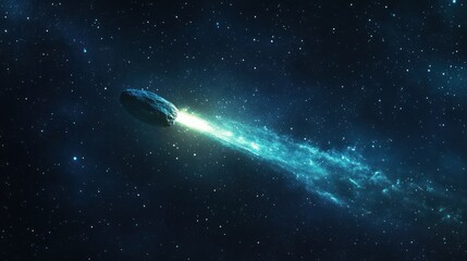 Wall Mural - a celestial body with a tail of radiant gas traverses the cosmos