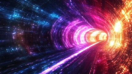 Wall Mural - A colorful tunnel depicts a dynamic movement towards the light