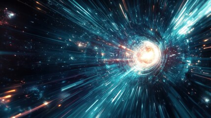 Wall Mural - A dynamic and colorful visual representation of a cosmic wormhole travel
