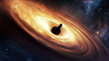 Wall Mural - A simulated visualization showcasing a black hole in deep space