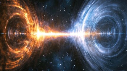 Wall Mural - An artistic depiction of two connected swirling celestial entities