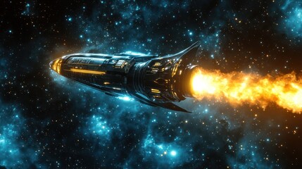 Wall Mural - a futuristic spaceship is accelerating through a star filled cosmos