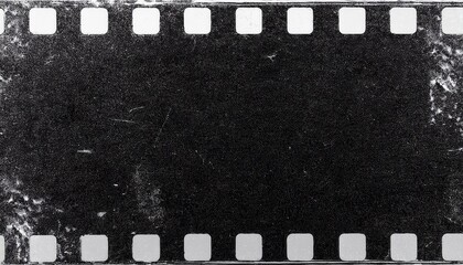 Aufkleber -  grungy black film strip texture with vintage scratches and grain for retro photo overlays, graphic design background, and multimedia branding