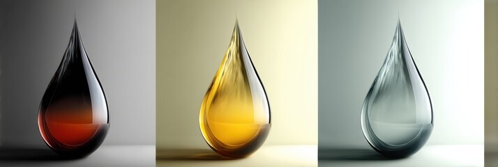 Aufkleber - Exploring the Beauty of Oil Droplet Shapes With Textured Layers and Shadows Illuminated in Various Colors and Reflections