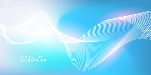 Wall Mural - Abstract blue gradient background with shining lines waves. Minimalist background for banner, poster, cover, brochure, flyer, website