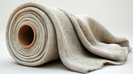 Poster - roll of fabric made from cotton linen blend is displayed, showcasing its textured surface and natural color. fabric is rolled neatly, highlighting its thickness and quality