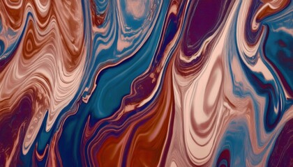 Poster -  fluid abstract marbled texture in earthy red blue and beige tones for backgrounds, branding, print media, packaging, digital design, and web projects