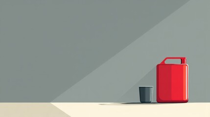 Leinwandbilder - Gasoline Can With Flat Shadow on Minimal Surface Design in a Clean Layout During Daylight