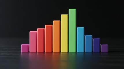 Poster - A D-rendered bar graph with rising colorful bars, symbolizing growth in market trends, with a dark and minimalistic background for contrast