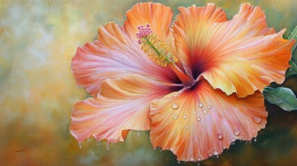 Poster - A blooming flower with droplets of water gently resting on its petals, showcasing the intricate textures and colors in soft morning light