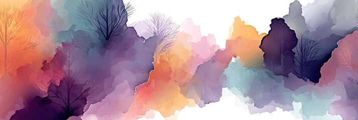 Poster - Breathing Abstract Lungs With Pastel Fog Create a Serene Atmosphere of Tranquility and Calmness