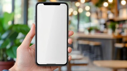 Wall Mural - multiple views of a hand holding a smartphone with a blank white screen, perfect for showcasing apps