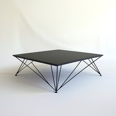 Wall Mural - Black square table with a black frame