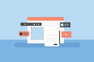 Wall Mural - page builder application, website builder concept, no code website builder, building website pages w
