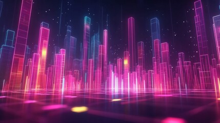 Poster - A dynamic and colorful financial bar graph showing positive market trends with a modern tech interface and smooth transitions between data points