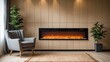 © AImmersive Imagery - Warm living room decor featuring a cozy armchair and contemporary fireplace