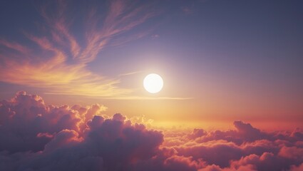 Aufkleber - Vibrant sunset sky with colorful clouds and diagonal gradient hues