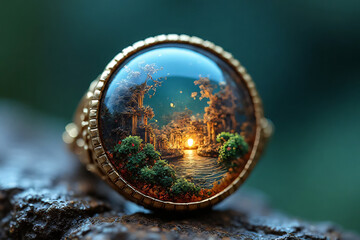 Wall Mural - A festive Christmas ball rests on snowy ground, reminiscent of our blue planet