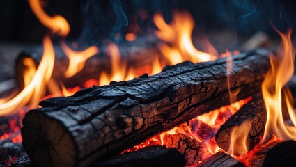 Poster - Feel the cozy warmth of a wood burning flame and enhance your space with its bright and lively glow.