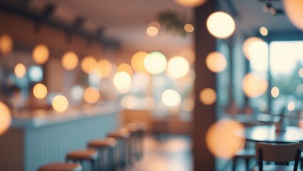 Poster - Abstract blur and bokeh background for cafe and restaurant interior design