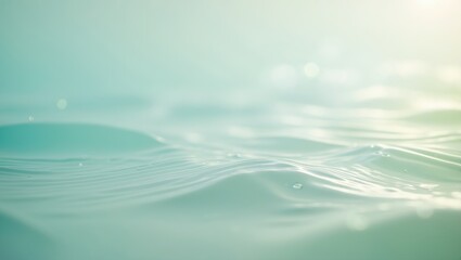 Wall Mural - Clear water surface with wavy, fresh, and cool tones in a bright, vibrant setting