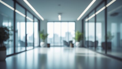 Aufkleber - Contemporary office scene with abstract, blurry background and calming lighting