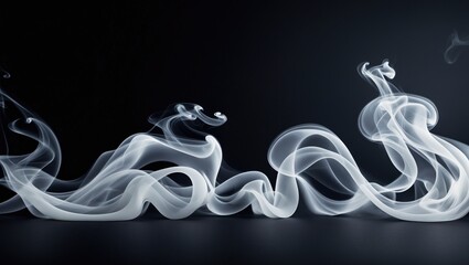 Fototapete - White smoke swirl against a black background with an abstract, elegant design