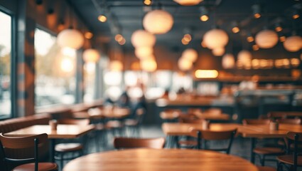 Poster - Vintage cafe and restaurant background with abstract blur effect