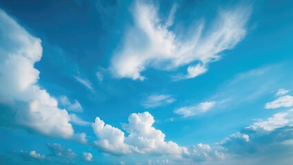Wall Mural - bright blue sky with fluffy clouds